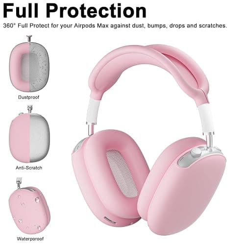 ATUAT for AirPods Max Headphones Case, Protective Silicone Case Cover Skin Accessories Anti-Scratch for Women Men for Apple AirPods Max 2024/2020 (USB-C/Lightning), Pink thumbnail 3