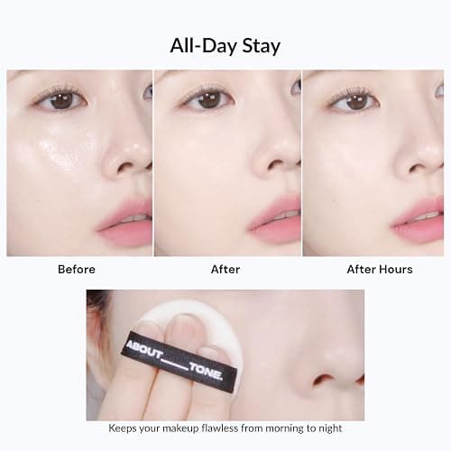 ABOUT TONE Blur Powder Pact 0.32oz - Pressed Powder Compact with Mirror and Puff Makeup Setting Finishing Blurring Natural Translucent Lightweight Face Sebum Oil Control Vegan Formula (2.5 IVORY) thumbnail 4