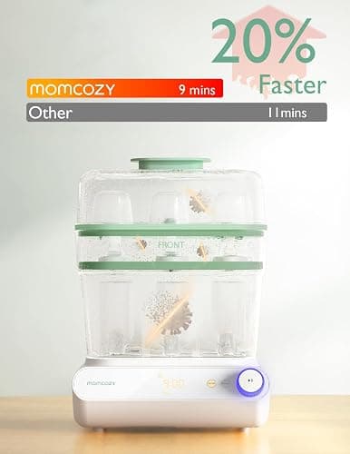 Momcozy 3 Layers Large Bottle Sterilizer and Dryer, Fast Sterilize and Dry, Universal Bottle Sterilizer for All Bottles & Breast Pump Accessories, Touch Screen & Auto-Off Bottle Sanitizer - Green thumbnail 4