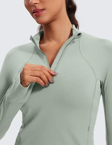 CRZ YOGA Butterluxe Half Zip Long Sleeve Shirts for Women - Workout Athletic Yoga Tops Crop Collared Quarter Zipper T-Shirt thumbnail 4