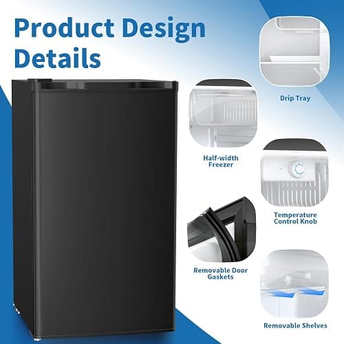 Havato 3.2 Cu.ft Mini Fridge with Freezer, Compact Refrigerator with Reversible Single Door, Adjustable Thermostat, Low Noise, Energy Efficient for Office, Dorm, Bedroom, Apartment thumbnail 6