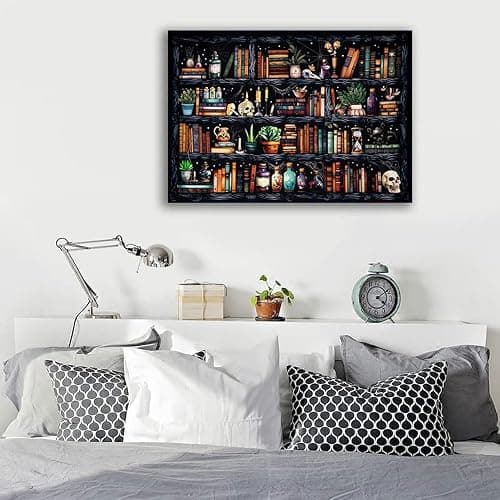 Bookshelf Stamped Cross Stitch Kits - Magical Book Counted Cross Stitch Kits for Beginners Adults Skull Needlepoint Cross-Stitch Patterns Dimensions Needlecrafts Embroidery Kits Arts and Crafts thumbnail 8