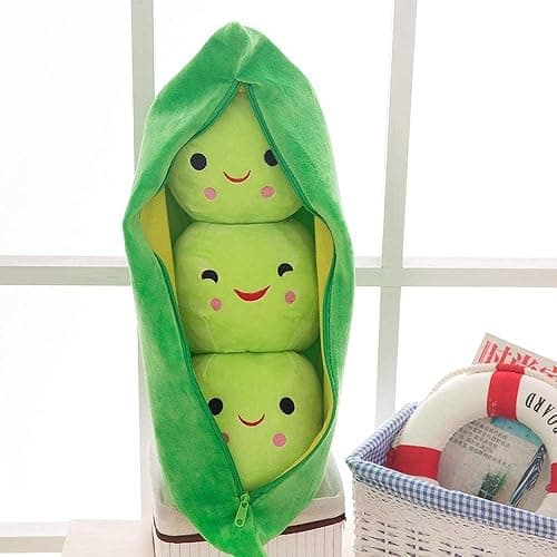 Giant Peas in A Pod Plush Toy Pea Pod Pillow Cute Pea Stuffed Toys Plant Doll Various Sizes (Green Beans,15.7''/40cm) - Green Beans - 15.7''/40cm thumbnail 2