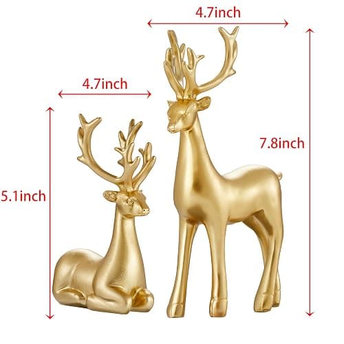 Christmas Decoration 2PCS Reindeer Resin Ornaments Mother Child Deer Couple Deer Sculpture used for Living Room Bookshelf Bedroom Wine Cabinet Decoration to Enhance Atmosphere (Gold Smooth) thumbnail 3
