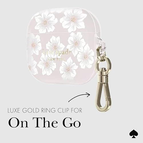 kate spade new york AirPods Pro Protective Case with Keychain Ring - Hollyhock Cream, Compatible with AirPods Pro 2nd/ 1st Generation - Hollyhock Cream - AirPods Pro 1 and 2 thumbnail 6