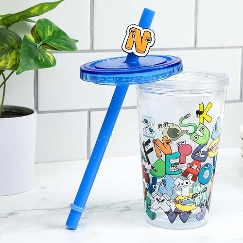 Alphabet Lore - Letter Jumble Tumbler (6" Drinkware w/Boba Straw, Screw-Top Lid & 3D Charm) thumbnail 2