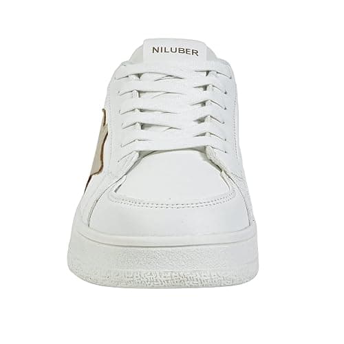 Niluber Star Sneakers for Women Low Top Comfortable Cushioned White Gold Sliver Leopard Platform Sneakers Lace Up Red Glitter Platform Party Shoes thumbnail 4