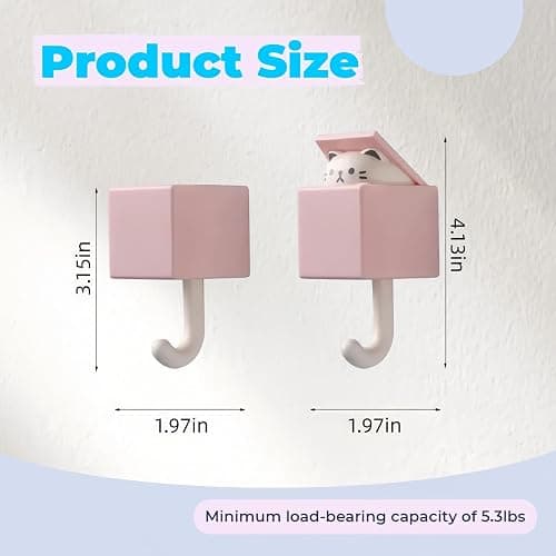 Ruylinare 5PCS Cute Wall Hooks for Keys, Coats & Home Decor - Heavy Duty 5.3lbs Adhesive Hooks, Pet-Shaped Key Holder Wall Mount for Bathroom Bedroom Entryway - Perfect for Renters & Pet Lovers thumbnail 2