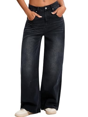 Wanduyini Baggy Jeans for Women Retro Wash Low Waist Wide Leg Loose Boyfriend Oversized Denim Pants Y2K - Image 1
