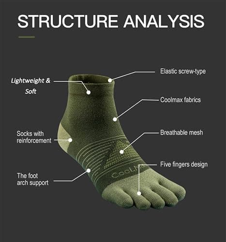 OrrinSports Toe Socks Cool-max Running Socks for Men Women 3 Pairs Athletic Breathable Five Finger Socks thumbnail 3