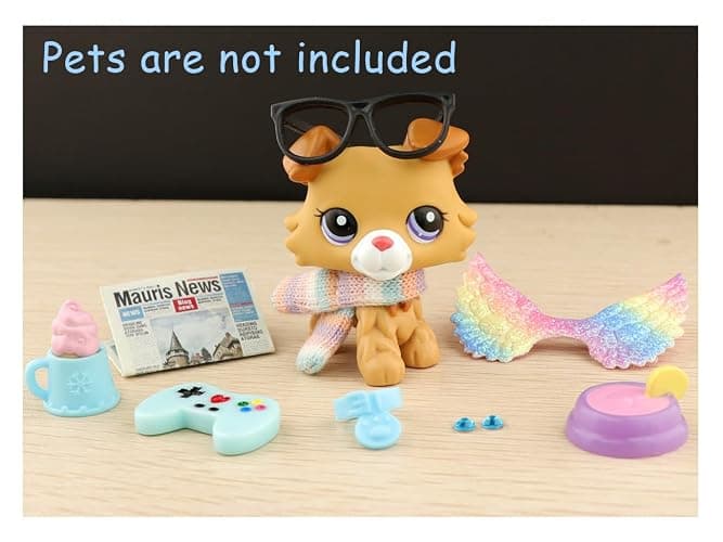 TDVOHO Accessories for lps Pets, (Random 25 pc) Hat Scarf Jacket Dress Bow Skirt Clothes Collar Foof and Drink Toy Accessories fit lps Cats and Dogs Fox Dragon Rabbit Pet Figure thumbnail 4