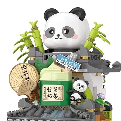MindBox City Tea House Building Blocks Set, Openable Panda Construction Tea Shop Building Toys for Boys Girls Age 8+, 860pcs Mini Bricks thumbnail 8