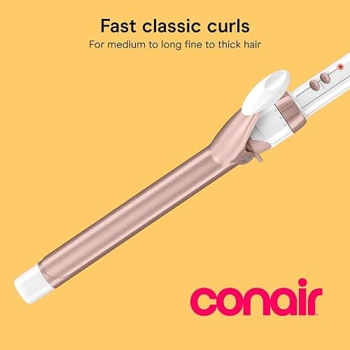 Conair Extra Long Curling Iron, Double Ceramic, 1", White/Rose Gold | Extra-long 7.5" hair curler and hair waver for every hair type with 30 heat settings, built-in heat protection, and auto-off thumbnail 2
