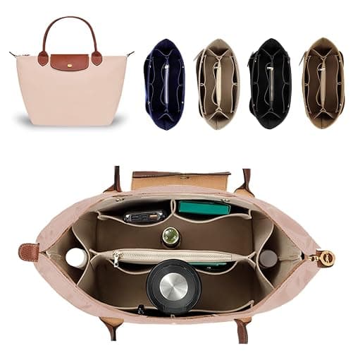 ETTP Purse Organizer Insert for Tote, Handbag Organizer Compatible with Shoulder Bag Large/Small, LE PLIAGE Top Handle Small/Medium (Beige, Large) thumbnail 6