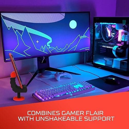 VELENTI Gamer Chair Phone Stand - Phone Holder for Smartphones, Kindles Up to 19 cm Tall - Fun Gaming Accessories for Gamers - Useful Gamer Gadgets - Lovely Birthday Gift for Gamers thumbnail 5