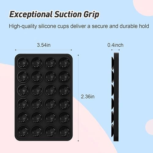 Magnetic Suction Phone Mount for MagSafe Case,Silicone Sticky Phone Grip Holder for iPhone,Removable Hands-Free Selfie/Video for TikTok & Instagram Influencer/Creator (Black) thumbnail 4