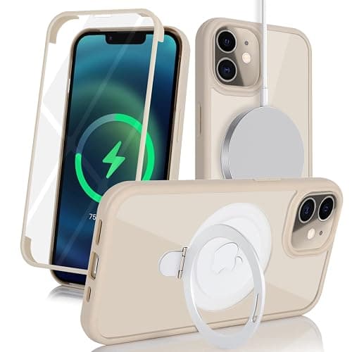 Cavor for iPhone 11 Pro Max Case with Screen Protector,Compatible with Magsafe and Stand, Phone Case for iPhone 11 Pro Max Case Built in Screen Protector,Shockproof Protective Cover-Beige - Image 1