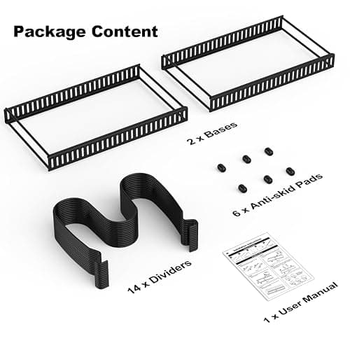 Housolution Pot and Pan Organizer Rack for Cabinet, Expandable Pot Lid Organizer Holder with 14 Adjustable Dividers, Fully Expanded Size 22.83" W x 7.09" D x 7.09" H, Black thumbnail 7