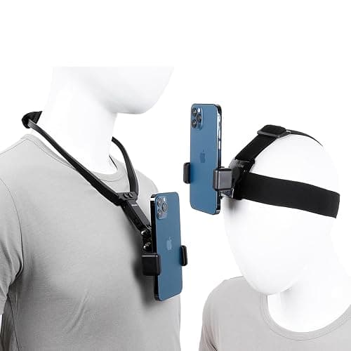 Pellking POV/Vlog Smartphone Head Strap Mount Selfie Neck Holder Mount Kit,Compatible with iPhone Samsung Smartphones,Hero 9, 8, 7, 6, 5, 4, 3, 2, 1, DJI Osmo Action… - Image 1