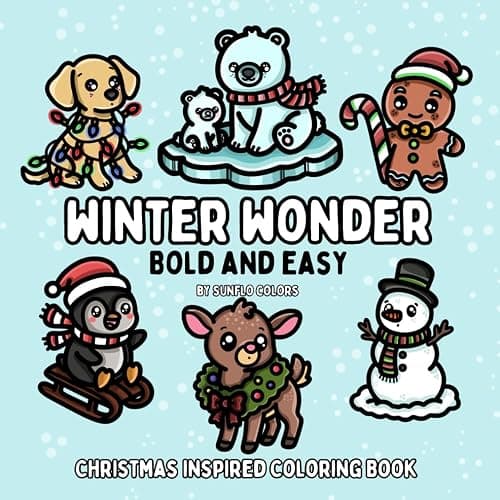 Winter Wonder: Christmas Inspired Bold and Easy Coloring Book for Adults or Kids - Image 1