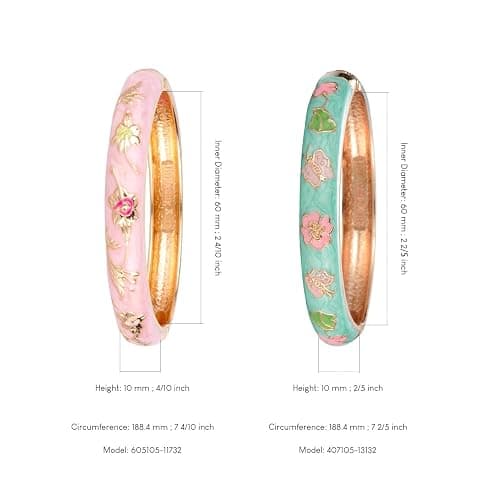 UJOY Cloisonne Bracelet Butterfly Hinge Indian Cuff Bangle Enameled Jewelry Flower Bracelets for Women Gift Box 55A114 thumbnail 3