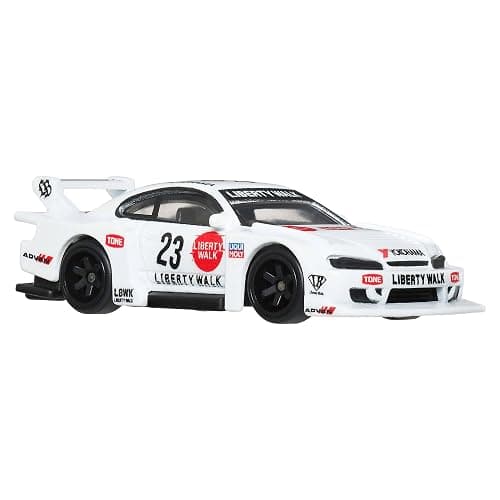 Hot Wheels Premium Car Culture LB-Super Silhouette Nissan Silvia (S15) | Vehículo de juguete a escala 1:64 de metal con neumáticos Real Riders, carrocería y chasis metálicos, Aerostyles Mix, JKF34 thumbnail 6