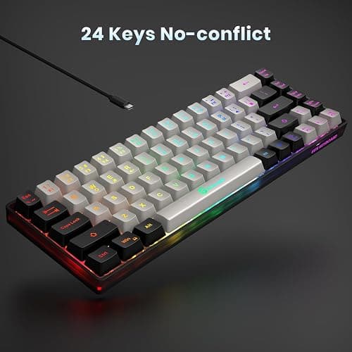GEODMAER 65% Gaming Keyboard, Wired Backlit Mini Keyboard, Ultra-Compact Anti-Ghosting No-Conflict 68 Keys Membrane Gaming Wired Keyboard for PC Laptop Windows Gamer thumbnail 5