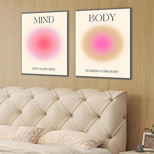 BSITSSS Retro Gradient Positive Aura Wall Art Decor Set of 4, Aura Poster for Room Aesthetic, Wall Art Posters for Bedroom Living Room Decor, A4 Canvas Wall Art Pictures Decoration thumbnail 3