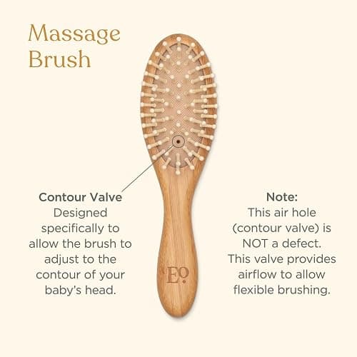 ELLAOLA Natural Bamboo Hair Brush & Comb Set, 3 Piece - Cradle Cap Brush, Massage Hair Brush, Bamboo Comb for Toddlers, Newborns & Infants I Baby Registry Gift thumbnail 9