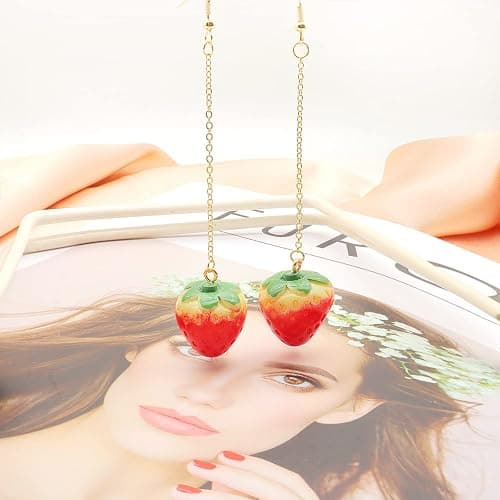 Cute Strawberry Earrings for Women-3D Acrylic Strawberry Drop Dangle Earring Costume Accessories Halloween Christmas Party Jewelry thumbnail 7