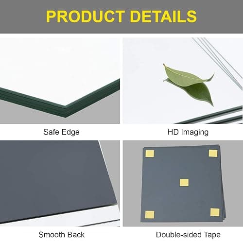 Ruomeng Home Gym Mirrors 12 Inch x 12Pcs Wall Mounted Mirror Glass Frameless Full Length Mirror Tiles for Home Gym, Bedroom, Door & Bathroom thumbnail 6