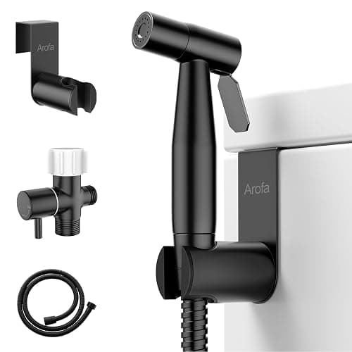 Arofa Handheld Bidet Sprayer, Bidet Attachment for Toilet, Matte Black | Adjustabel Water Pressure, Leak-Free Hose, Fits Two-Piece Toilets, Feminine/Baby/Pet Wash, Cloth Diaper Rinse, Easy Install - Image 1
