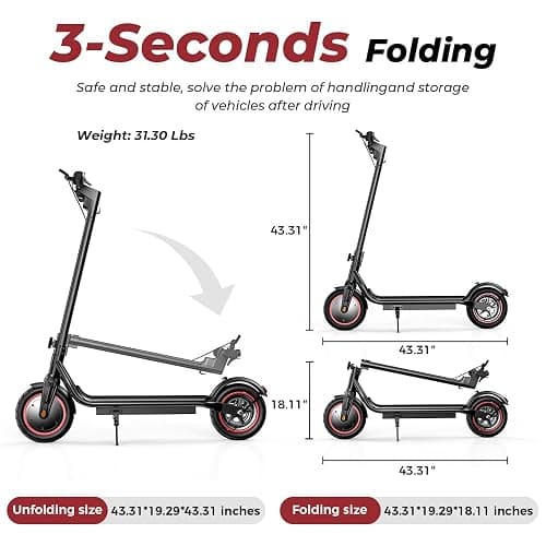 Electric Scooter, 350/800/1000W Motor, Max 18/25/37 Miles Long Range, 22/28 MPH Top Speed, 8.5"/10" Tires, 264/330 Lbs Load, Off Road Electric Scooter, E Scooter for Adults, UL 2272 Tested thumbnail 4