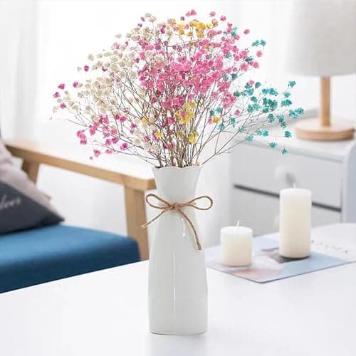 Boho Ceramic Vase with Rope, 8.2" H, Rustic Flower Vase Classic Style for Dried Flowers Fresh Flowers, Fit for Fireplace Bedroom Kitchen Living Room Centerpieces Office Desk thumbnail 7