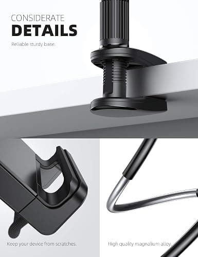 Lamicall Gooseneck Tablet Holder, Flexible Tablet Stand - 36" Lazy Arm 360 Adjustable Holder Clamp Bracket Bed for 2024 iPad Pro 9.7, 10.5, 11, iPad Air mini 2 3 4 5 6, Switch, 4.7-11" Devices -Black thumbnail 6