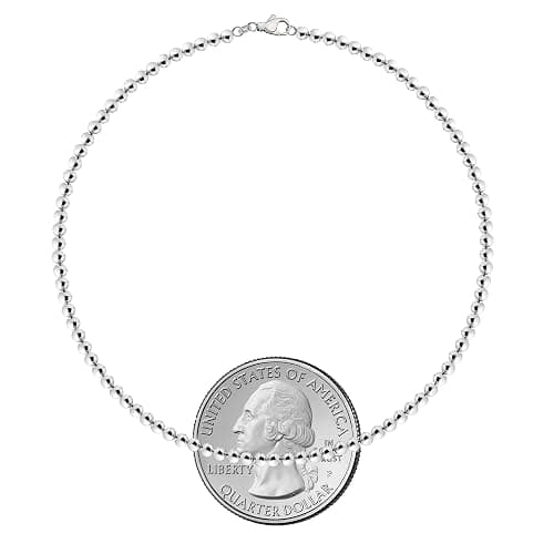 Savlano 925 Sterling Silver 3MM, 4MM Handmade Bead Ball Strand Chain Bracelet With Gift Box - Made in Italy thumbnail 3