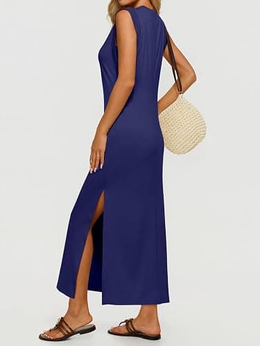 REORIA Women's Summer Vacation Long Maxi Dress Casual Sundresses Beach Dresses with Pockets thumbnail 2