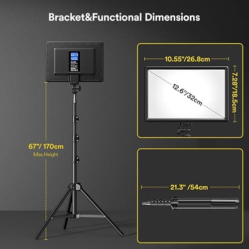 RALENO 13" Edge-Lit LED Video Light Panel Kit (2-Pack), Bi-Color 2500K-6500K Soft Studio Lights with CRI 95+, 75" Stand & 8000mAh Battery, Photography Light for Streaming/Zoom/YouTube/Makeup thumbnail 7