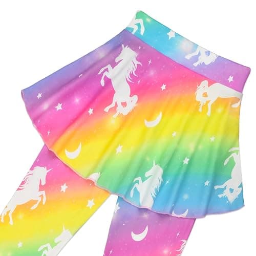 Girls Leggings with Skirt Kids Footless Tights Cute Mermaid Unicorn Leggings for Toddler Girls Kids Ruffle Tights 4-7 Years thumbnail 7