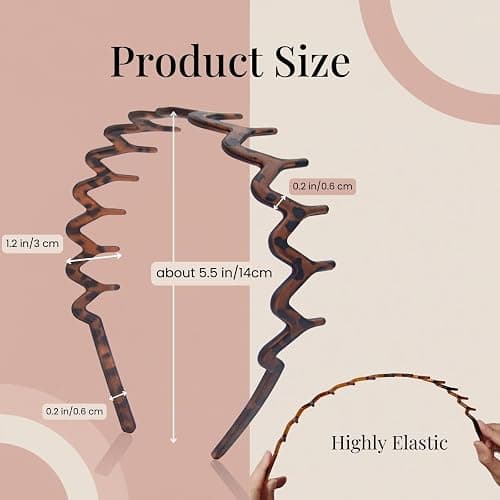 Dresyu Zig Zag Headbands for Women Men, Non-slip Plastic Wavy Headband with Teeth Comb Hairbands Classic 90s Hair Accessories 2pcs thumbnail 7