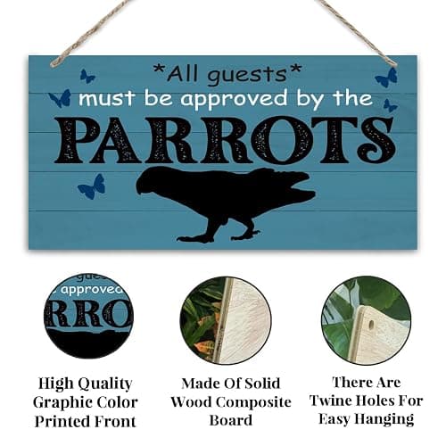 Parrots Sign, Novelty Door Sign, Decorative Wall Plaque, Parrots Home Decor, Welcome Decor for Front Door Porch Entryway, Pet Decoration, All Guests Must Be Approved By the Parrots sign thumbnail 4