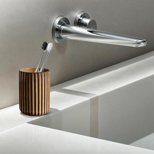 Ceramic Toothbrush Holder for Bathroom, Ceramic Toothbrush Cup, Toothpaste Organizer for Bathroom Countertop, Bathroom Storage Organizer, Kiln Transformation Cup (Brown) thumbnail 2
