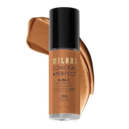 Milani Conceal + Perfect 2-in-1 Foundation + Concealer for a Flawless Complexion, Under Eye Corrector, Cover Redness and Imperfections, Waterproof and Sweatproof - Hazelnut - Image 1