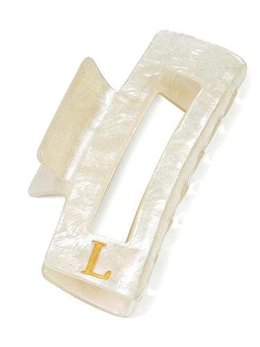 ACECHA Initial Hair Claw Clip for Women Trendy - Cute Personalized Initial Hair Clips, Fashion and Durable HairClips for Birthday, Christmas Gift (Gold-L) - Image 1