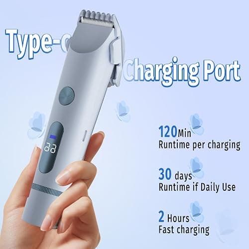 Bikini Trimmer for Women, 2 in 1 Electric Shaver for Women, Rechargeable Electric Razor Body Hair Trimmer Wet & Dry Use, Blue thumbnail 3
