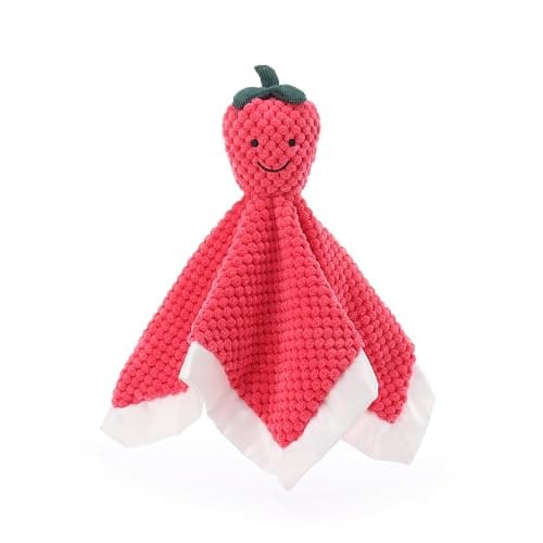 Apricot Lamb Stuffed Fruit Strawberry Security Blanket Infant Nursery Character Blanket Luxury Snuggler Plush Baby Lovey(Strawberry) - Image 1