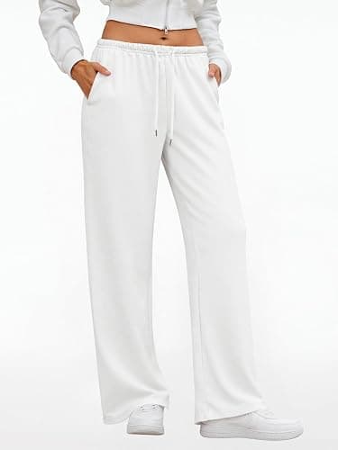 JEKAOYI Wide Leg Sweatpants for Women High Waisted Baggy Sweat Track Pants Drawstring Casual Lounge Pants with Pockets thumbnail 2