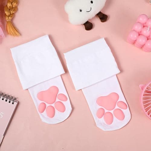 Lusofie Cat Paw Socks for Women Cute Thigh High Socks Kawaii Soft 3D Cat Sock Toe Beans Knee High Sock for Cosplay Halloween Party thumbnail 6