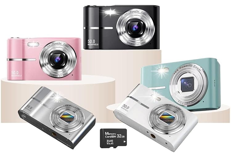 Compact Digital Camera 50MP 16X Zoom HD 1080P - Point and Shoot Digital Camera 32GB & Two Batteries - Kids Camera for Boys Girls Toddler Kids Students Beginners - Birthday (Pink) thumbnail 9