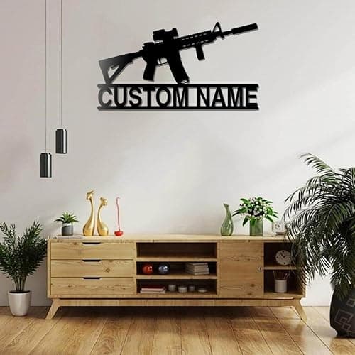 JACKLANE Metal Sign Custom Gun Metal Wall Art Led Light, Personalized Gunlover Name Sign Decoration For Home Wall Decor thumbnail 2